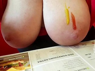 tits out in restaurant