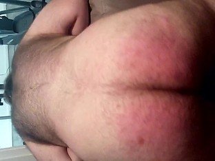 Getting spanked on my fat hairy ass